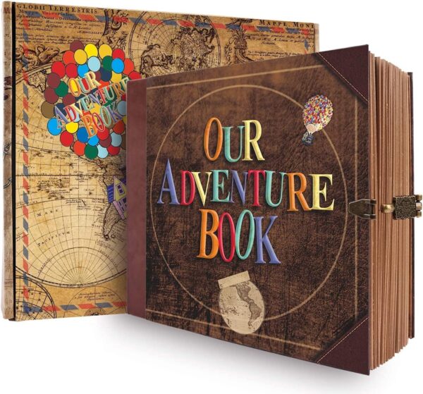 Scrapbook Photo Album,Our Adventure Book Scrapbook, 146 Pages Embossed Letter Cover Movie Up Travel Diary Journal Scrap Book