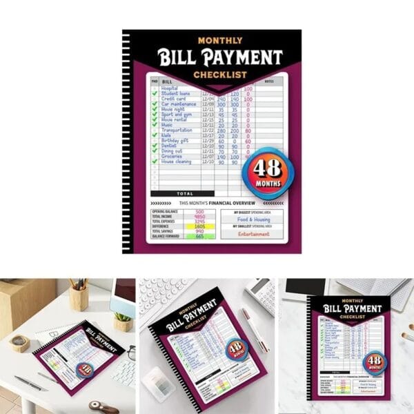 Monthly Bill Payment Checklist: Bill Tracker Notebook, The 4-Year Guide for Families & Money Managers - Image 4