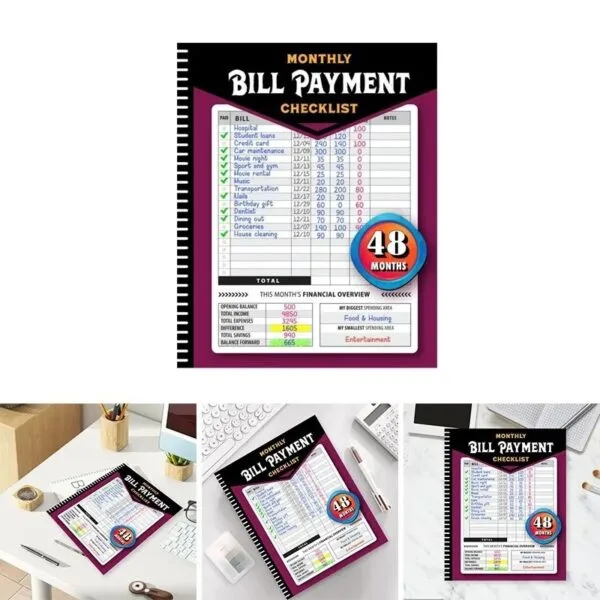 Monthly Bill Payment Checklist: Bill Tracker Notebook, The 4-Year Guide for Families & Money Managers - Image 4
